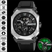 marca skmei reloj de pulsera resistente al agua hasta 50m multifuncion tres zonas horarias cronografo led relojes deportivos de cuarzo digitales para hombres