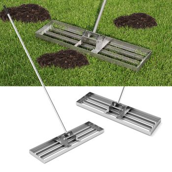 Costway Rastrillo Nivelador de Césped 91 x 25 cm Herramienta de Césped Resistente con Mango Ergonómico para Suelo para Jardín Patio Granja