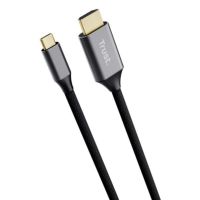 cambiador de genero trust calyx 25630 usb-c a hdmi 2 m 4k negro plata