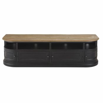 Mueble TV de pino reciclado negro de 180 cm