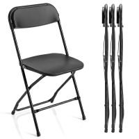 costway juego de 4 sillas de comedor plegables con respaldo inclinado y reposapies carga 150kg para salon restaurante patio jardin negro