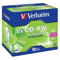 cd-rw verbatim 12x 700 mb paquete 10 unidades caja de carton