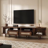 mueble tv ovalado con 2 cajones 170 cm roble oscuro