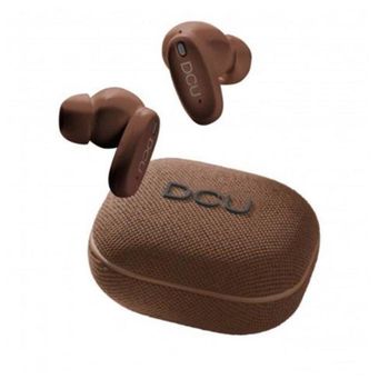 Auriculares DCU Tecnologic inalámbricos Bluetooth con ANC, micrófono y asistente de voz marrón