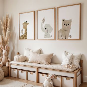 Set de 3 cuadros 213, marco premium chapado en roble, 50x70 cm