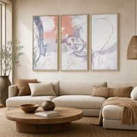 conjunto de 3 cuadros abstractos de lienzo multicolor 180x4x120 cm