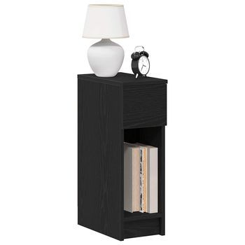 Mesilla De Noche - Mueble De Dormitorio - Madera De Ingeniería - Roble Negro (20x36x60cm)