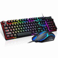 almalux combo teclado y raton gaming retroiluminado arcoiris sensacion mecanica teclas multimedia para pc usb juegos pro