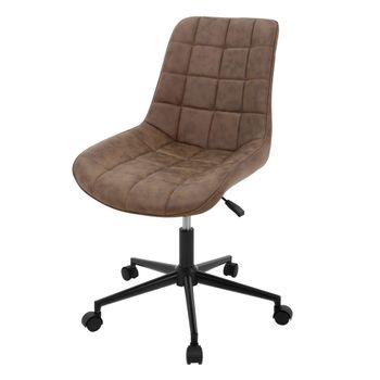 Silla de oficina marrón imitación de cuero giratoria regulable