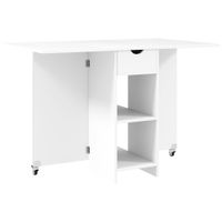 homcom mesa de comedor plegable para 2-4 personas mesa de cocina plegable con almacenamiento mesa extensible con ruedas blanco   aosom espana