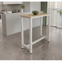 mesa alta  patas de metal  100x100x40cm  barra de cocina  modelo ani  blanco y sonoma