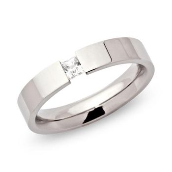 Anillo de tensión de acero inoxidable de moda circonita 5mm