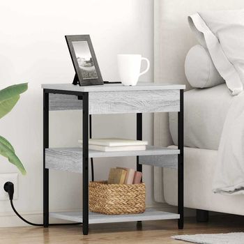 Armario De Noche 2 Uds - Mueble De Dormitorio - Madera - Gris Sonoma (41x31x51cm)