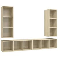 muebles de salon de pared 4 pzas madera ingenieria roble sonoma vidaxl