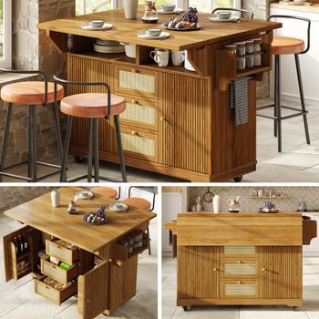 Carrito De Cocina Plegable, 95 Cm, Con Ruedas Y Superficie Extensible