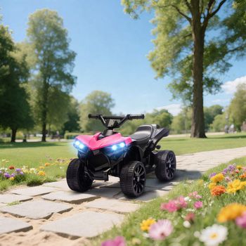 Quad Eléctrico Para Niños 6 V Con Faros Y Música Rosa Aiyaplay