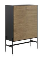 vitrina chapada en madera de fresno color negro con puertas en natural
