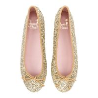 bailarina plana en glitter dorado con cordon