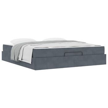 Estructura De Cama Gris Oscuro 180 X 200 Cm Terciopelo