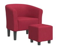 vidaxl sillon con taburete tela rojo tinto