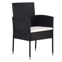 4 uds sillas de jardin  silla de exterior  sillon jardin con cojines crema ratan sintetico negro
