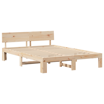 Cama Matrimonial | Cama Doble | Estructura De Cama Con Cabecera 160x200 Cm De Madera Maciza De Pino Cfw61453