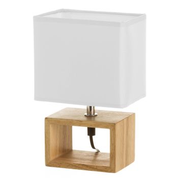 Lámpara de mesita de noche nórdica vitta en madera marrón de 24x10x15 cm Diseño rectangular hueco. Ideal para tu dormitorio, aporta un estilo actual y luz muy acogedora. CasaSelección