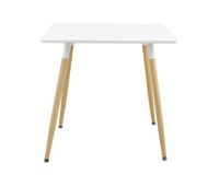 mesa de comedor hessen cuadrada para 3 personas - mdf lacado  acero 80 x 80 x 74cm - blanco y color haya encasa