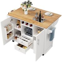 isla de cocina con encimera plegable carrito de cocina con ruedas y almacenaje 1379x73x92cm mdf y metal blanco y negro