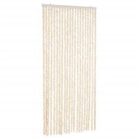 cortina antimoscas chenilla beige y blanco 90x200 cm