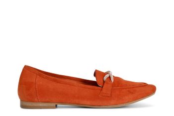 mocasines de ante con mignon pedrería para mujer orange