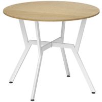 homcom mesa de comedor redonda para 2 personas mesa de cocina industrial patas curvadas de acero 90x90x76 cm natural y blanco