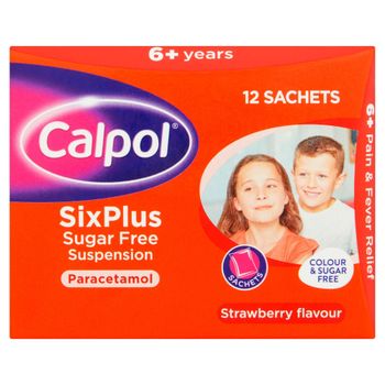Calpol Six Plus Sugar Free Suspension Sachets 12 x 5ml