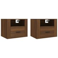 pack 2 uds mesitas de noche de pared flotantes mesilla roble marron 50x36x40 cm