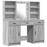 conjunto de mesa de vestidor con led 3 piezas gris sonoma