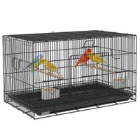 pawhut jaula metalica para pajaros 77x46x45 cm con bandeja extraible perchas y comederos diseno compacto y seguro negro   aosom espana