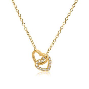 Cadena corazones circonitas plata 925 dorada
