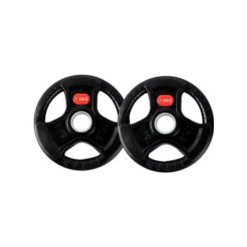 Ozio Fitness 2 Discos de Pesas 7,5 kg 30 mm de 3 agarres con Recubrimiento de Caucho Musculación