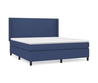 cama box spring con colchon tela azul 180x200 cm diseno plano