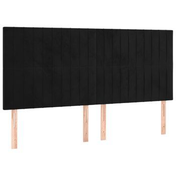 Cabecero Cama Mueble De Dormitorio Con Luces Led Terciopelo 200 X 5 X 118/128 Cm Negro M02_0002729