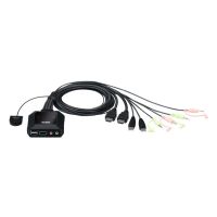 interruptor kvm aten switch usb 4k hdmi 2 puertos con selector remoto
