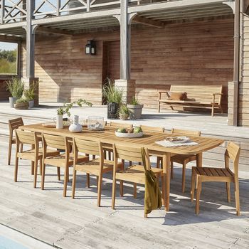 Salón De Jardín De Madera Teca Maciza Reciclada Extensible Para 10/12 Pers.