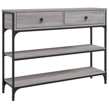 Mesa Consola | Mesa De Entrada | Mesa Auxiliar Madera De Ingeniería Gris Sonoma 100x25x75 Cm