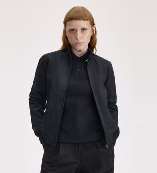 Fred Perry para mujer. J7412 Chaqueta Harrington negro (36), Casual, Poliéster