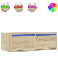 mueble de tv con luces led roble sonoma 75x355x25 cm vidaxl