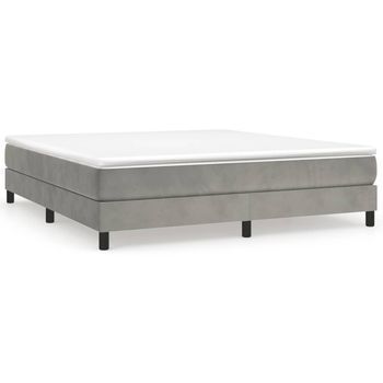 Cama Tapizada 203x160x25 Cm Contrachapado, Madera Procesada - Gris