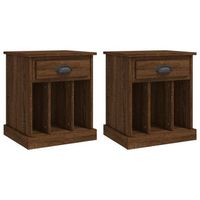 pack 2 uds mesitas de noche  mesa auxiliar  mesilla color roble marron 43x36x50 cm