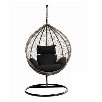 Silla Colgante De Poliratán Con Armazón Cielo - Negro