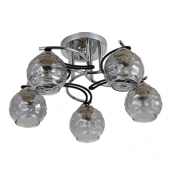 Lampara etna 5xe14 cromo/wengue 23x46x46 cm