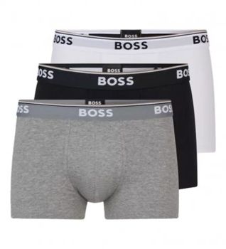 BOSS para hombre. 50475274 Pack de 3 boxers negro, gris, blanco (L), Homewear, Algodón